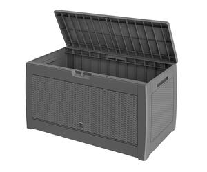 CasariaŽ Baúl de Jardín Resistente 310L Asas 119x48x60cm Ruedas Arcón Balcón Terraza Efecto Trenzado Gris