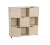 CASASELECCION - Estantería Mei con 5 Puertas Beige de 89x29x90 cm en Tablero Laminado HPL. Medida Interior Armario 28x29x28 cm. Peso Máximo Soportado 30 Kg. Gran Capacidad. Requiere Montaje