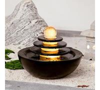 Cascada de Interior con Luces LED y Fuente de sobremesa | Adorno de agua con esfera giratoria, decoración relajante de cascada en polirresina, alimentación por USB(Black)