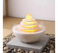 Cascada de Interior con Luces LED y Fuente de sobremesa | Adorno de agua con esfera giratoria, decoración relajante de cascada en polirresina, alimentación por USB(White)
