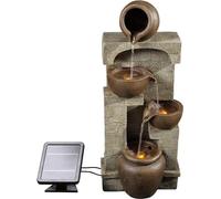 Cascada para jardín con alimentación solar - Diseño de estanque de 4 capas - Cascada - Decoración para jardín - Grande - 31 x 26,2 x 72,4 cm