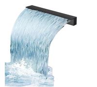 Cascada Personalizable para Piscinas y estanques, Fuente de Acero Inoxidable con Conector de PVC, Salida de 40 cm de Ancho, Fuentes Artificiales (Negro/Plata).