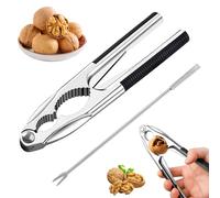 Cascanueces Profesional de Acero Inoxidable, Rompenueces Manual con Mango Antideslizante y Pincho, Partidor de Nueces para Nueces, Avellanas, Almendras, Castañas, Nueces de Macadamia y Pecanas