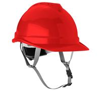 Casco industrial con barbijo, rojo