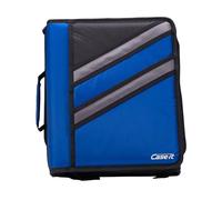 Case-it - Carpeta con cremallera en forma de Z, dos carpetas en una, anillo en D de doble cara de 1.5 pulgadas, múltiples bolsillos, capacidad para 500 páginas, viene con correa para el hombro, azul