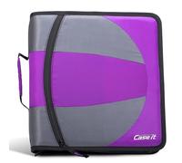 Case-it - Carpeta doble con cremallera 2 en 1, dos anillos en D de 1.5 pulgadas, incluye estuche para lápices, múltiples bolsillos, capacidad de 600 hojas, viene con correa para el hombro, color