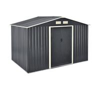 Caseta de jardín 277 x 191 x 192 cm Techo a cabaña de chapa de acero galvanizado gris oscuro 03_0007173