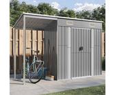 Caseta de jardín con techo extensible gris claro 277x107x181 cm