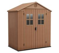 Keter Caseta de jardín Darwin – Marrón, efecto madera, 190×122×221 cm, resistente a UV, ventilada