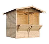 Caseta de Jardín de Madera con Piso, Mostrador y Puerta 253x263cm/4 m2 Puesto de Mercado, Gran Bar de Madera al Aire Libre de Jardín, Puesto de Jardin Venta, Kiosko Bar, Kiosco Eventos TIMBELA M149