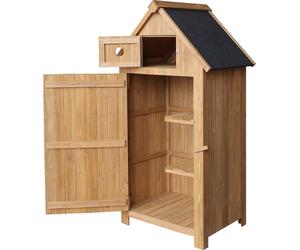 Caseta de jardín estrecha de madera de abeto con techo de betún, de 770x540x1370 mm, ideal para jardín, terraza y balcón. Almacén para herramientas, cobertizo, casa de madera, armario para herramienta