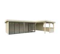 Caseta de jardín Lenna Set 420 Slide (Medidas ext. (An x Pr): 916 x 628 cm, Madera, Natural)