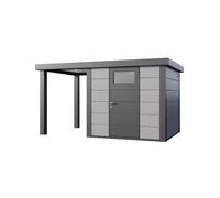 Caseta de Jardin metálica NH4 con Apoyo abierto pequeño a la izquierda | Gris Claro | (238 x 238) + (168 x 238) - NOVO HABITAT
