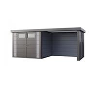 Caseta de Jardin metálica NH6 con Apoyo e Ventanas a la derecha | Gris Claro | (268 x 238) + (284 x 238) - NOVO HABITAT