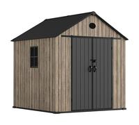 Caseta de jardín Oak 050 (Medidas ext. (An x Pr): 223 x 222 cm, Plástico, Marrón/Antracita, 5,02 m²)