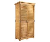 Caseta de jardín Wiltec con puerta de listones, 870 x 465 x 1600 mm, armario de jardín de madera de abeto con 3 compartimentos, cobertizo para herramientas con techo de betún