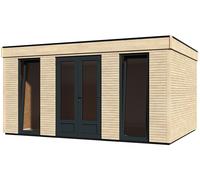 Caseta de madera eco lodge 15m2 de 480x250x365 cm y 18.14 m2 con 90 mm espesor y doble puerta abatible decor et jardin