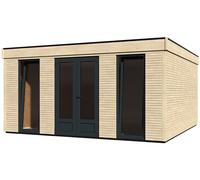 Caseta de madera eco lodge de 480x250x497 cm y 23.04 m2 con 90 mm espesor y doble puerta abatible decor et jardin