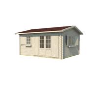 Caseta de madera elista de 538x263x538 cm y 19.82 m2 con 34 mm espesor y doble puerta abatible mader