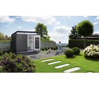 Caseta de metal avantgarde eco a4 de 180x222x380 cm y 6.84 m2 con 0,5 mm espesor y doble puerta abatible biohort