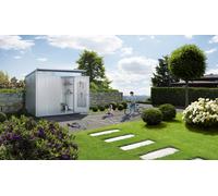 Caseta de metal avantgarde eco a4 de 180x222x380 cm y 6.84 m2 con 0,5 mm espesor y doble puerta abatible biohort