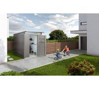 Caseta de metal avantgarde eco a4 de 180x222x380 cm y 6.84 m2 con 0,5 mm espesor y puerta abatible biohort