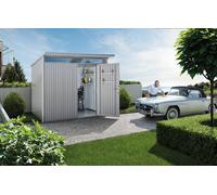 Caseta de metal avantgarde eco a4 de 180x222x380 cm y 6.84 m2 con 0,5 mm espesor y puerta abatible biohort