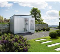 Caseta de metal avantgarde eco a5 de 260x218x220 cm y 5.72 m2 con 0.5 mm espesor y doble puerta abatible biohort