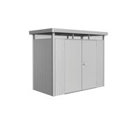 Caseta de metal highline h1 de 275x222x155 cm y 4.26 m2 con 0.5 mm espesor y doble puerta abatible biohort