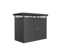 Caseta de metal highline h1 de 275x222x155 cm y 4.26 m2 con 0.5 mm espesor y doble puerta abatible biohort