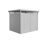 Caseta de metal highline h3 de 275x222x235 cm y 6.46 m2 con 0.5 mm espesor y doble puerta abatible biohort