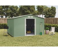 Caseta de metal light green de 322x205x324 cm y 10.2 m2 con 0.25 mm espesor y doble puerta corredera