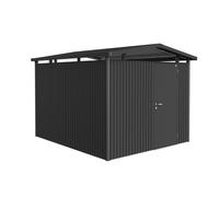 Caseta de metal panorama p5 de 273x227x318 cm y 8.68 m2 con 0.5 mm espesor y puerta abatible biohort