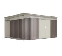 Caseta de metal uppsala de 397x191x333 cm y 13.22 m2 con 0.25 mm espesor y doble puerta corredera hoggar