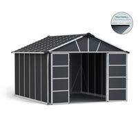 Caseta de policarbonato yukon de 332x252x395 cm y 13.1 m2 con 10 mm espesor y doble puerta abatible canopia by palram