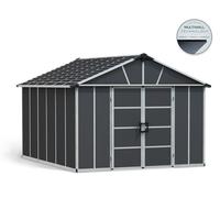Caseta de policarbonato yukon de 332x252x395 cm y 13.1 m2 con 10 mm espesor y doble puerta abatible canopia by palram