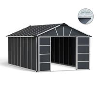 Caseta de policarbonato yukon de 332x252x519 cm y 17.2 m2 con 10 mm espesor y doble puerta abatible canopia by palram