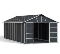 Caseta de policarbonato yukon de 332x252x643 cm y 21.3 m2 con 10 mm espesor y doble puerta abatible canopia by palram