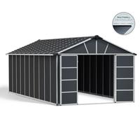Caseta de policarbonato yukon de 332x252x643 cm y 21.3 m2 con 10 mm espesor y doble puerta abatible canopia by palram