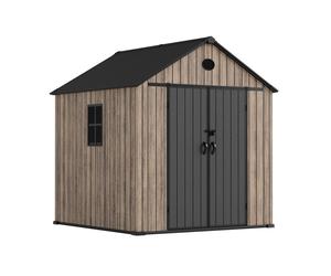 Caseta de resina oak o50 de 223x244x222 cm y 5 m2 con 16 mm espesor y doble puerta abatible hoggar