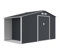 Caseta metálica con cobertizo para leña Skagen 3,4 x 1,9 m Store Boss antracita