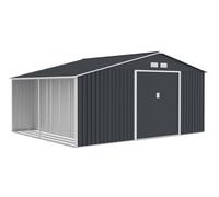 Caseta metálica para herramientas Molde 3,4 x 3,2 m con cobertizo para leña Store Boss antracita