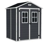 Caseta para jardín Manor 6x5 (Medidas ext. (An x Pr): 185 x 152 cm, Plástico, Antracita/Blanco)