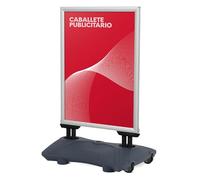 CASHDISPLAY Expositor Publicitario Exterior con Base Rellenable y Ruedas | Soporte para Carteles con Marco de Apertura Click | Ideal para Publicidad en Calles y Comercios | A0 | Gris