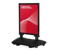 CASHDISPLAY Expositor Publicitario Exterior con Base Rellenable y Ruedas | Soporte para Carteles con Marco de Apertura Click | Ideal para Publicidad en Calles y Comercios | A0 | Negro
