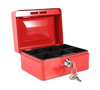 Cashier Caja Caudales con Llave, Fuerte Portatil Asa Maletín Llave para Contar y Transportar Dinero de Seguridad Acero Bandeja Organizador Monedas Clips Billetes Acero Bandeja Organizador
