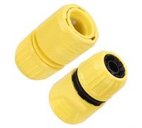 CashMuch Juego de 2 conectores de manguera de agua, divisor de 4 vías y 5 vías, acoplamiento de riego de jardín amarillo para aspersor de cama de flores al aire libre, 36 mm x 62 mm