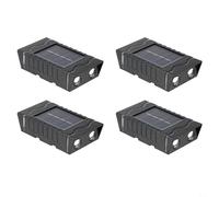CashMuch Luces solares LED de pared de jardín, paquete de 4 faroles impermeables para exteriores, para patio, valla, escaleras, decoración, color negro y blanco cálido (luz blanca)