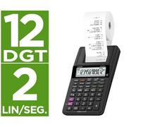 Casio Calculadora Impresora HR-8RCE Pantalla LC 12 Dígitos AC/DC Pilas Papel 58mm Negro