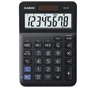 Casio Calculadora de escritorio MS-8F – 8 dígitos, cálculo de impuestos, solar/batería – Negro